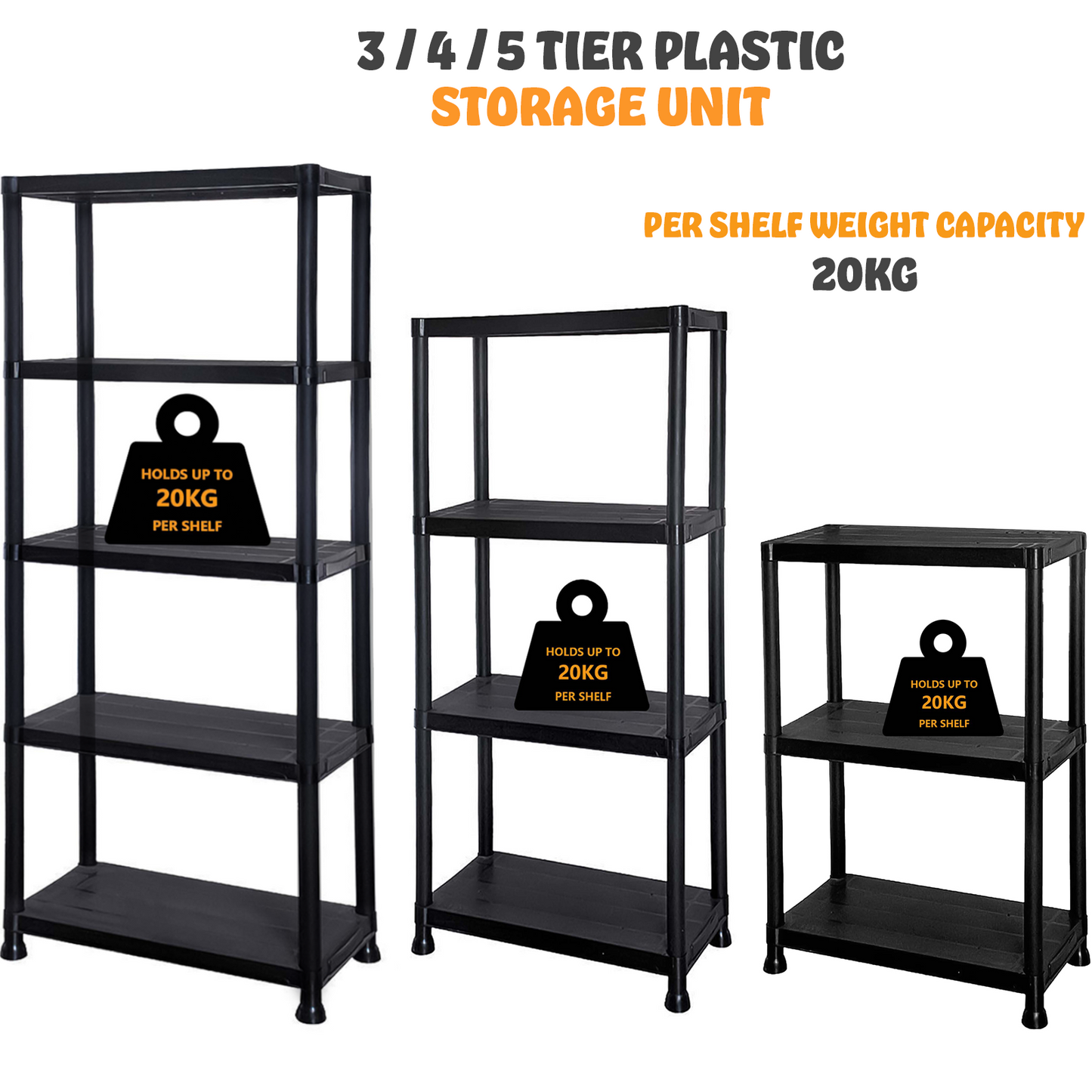3/4/5 Tier Plastic Racking Shelving Storage Unit