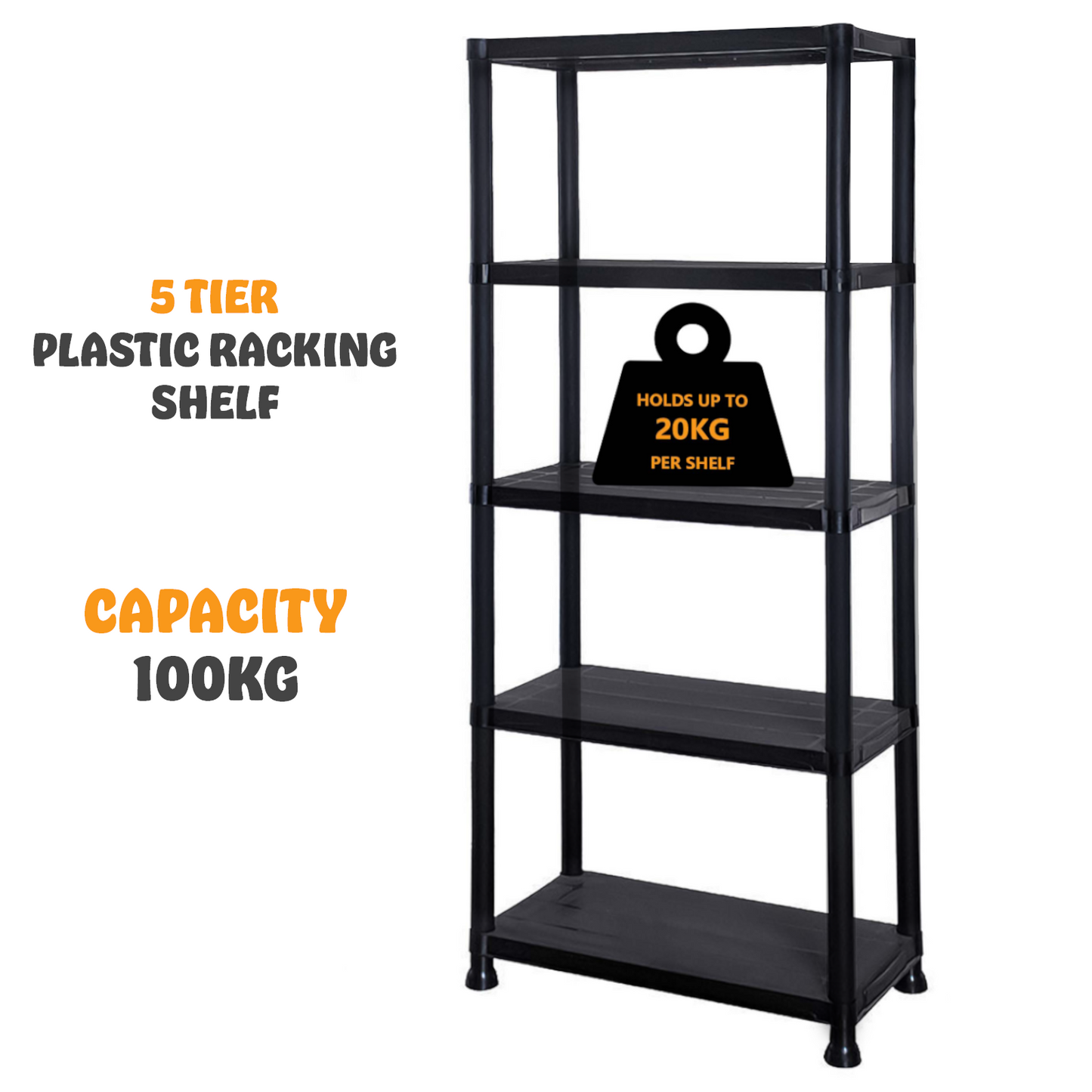 3/4/5 Tier Plastic Racking Shelving Storage Unit