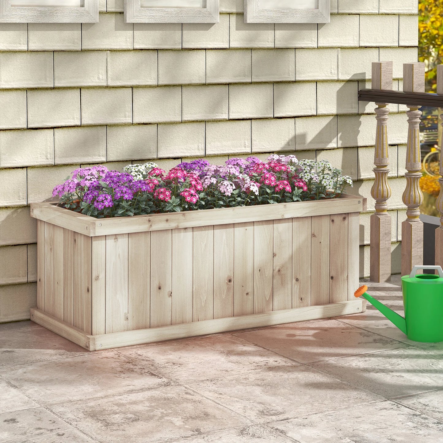 Raised Garden Bed Wooden Planter Box with Detachable Bottom-Natural