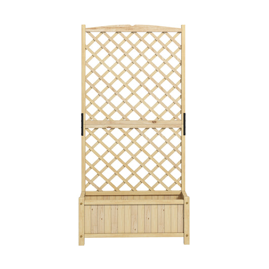 Raised Garden Bed with Diamond Shaped Trellis-Natural