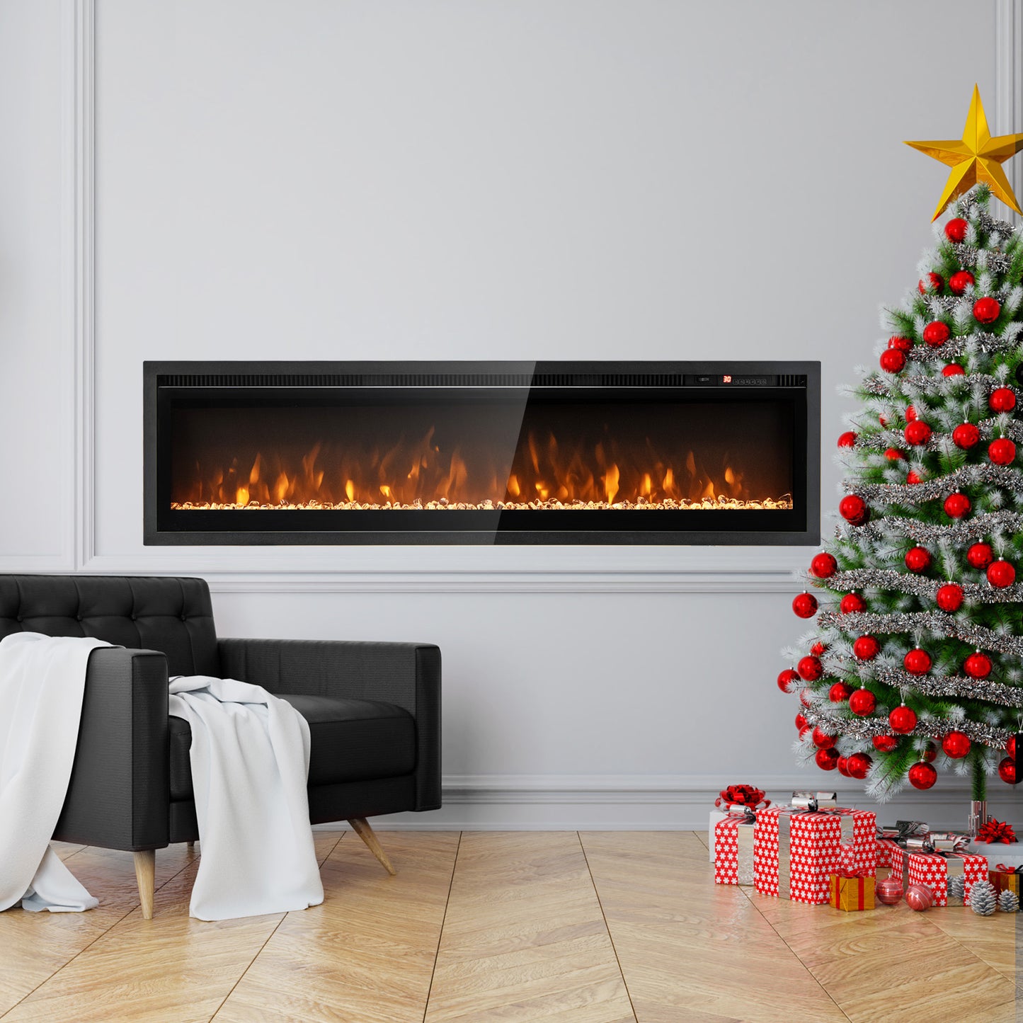 102/127 cm Wall Mounted Recessed Freestanding Electric Fireplace-Size 1