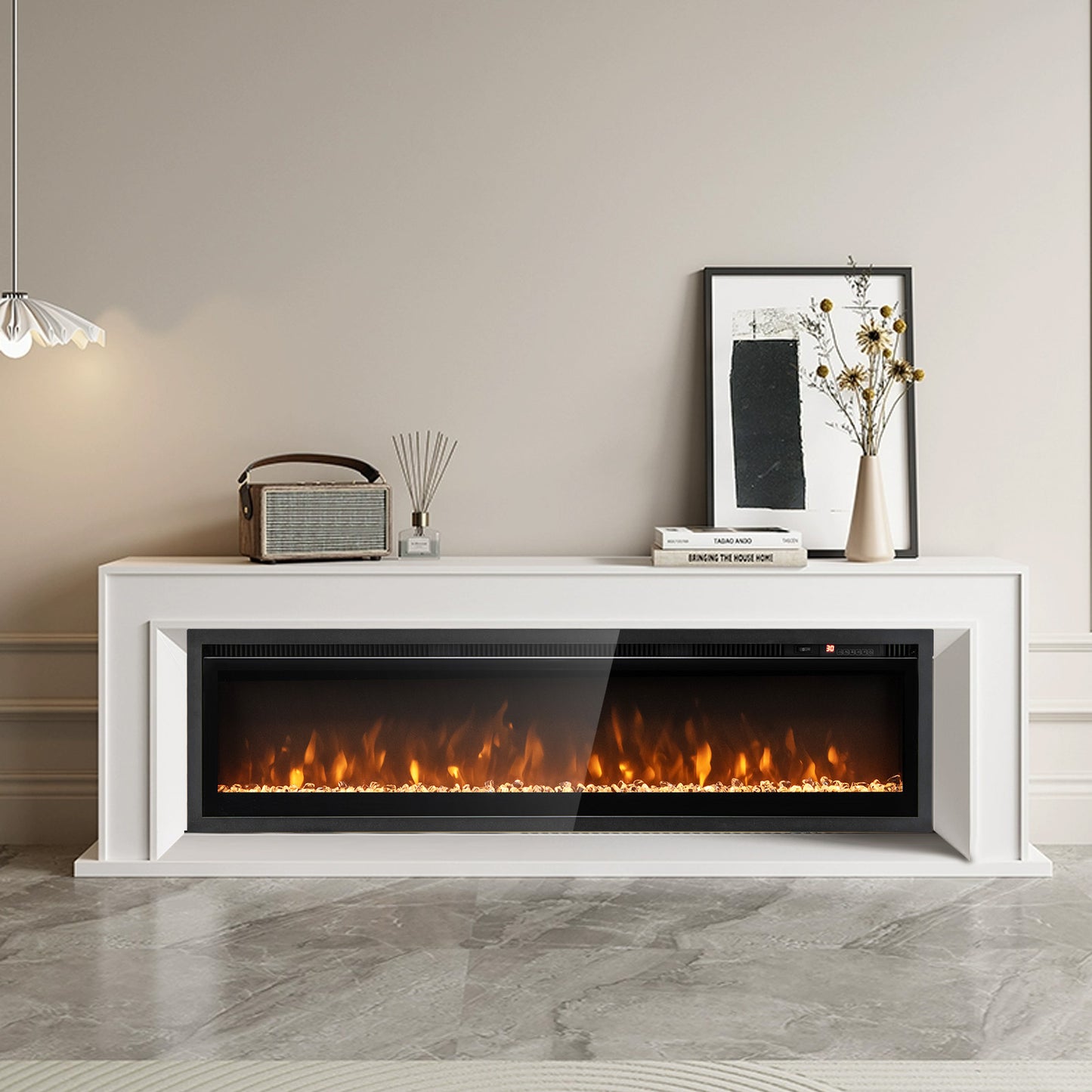 102/127 cm Wall Mounted Recessed Freestanding Electric Fireplace-Size 1