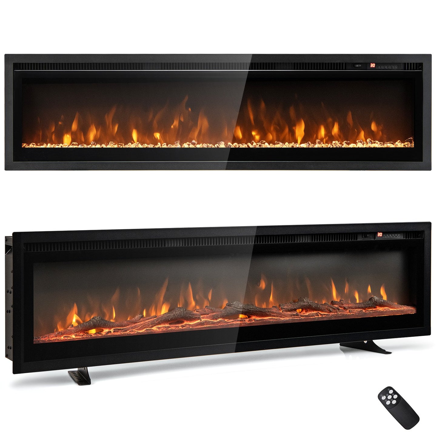 102/127 cm Wall Mounted Recessed Freestanding Electric Fireplace-Size 1