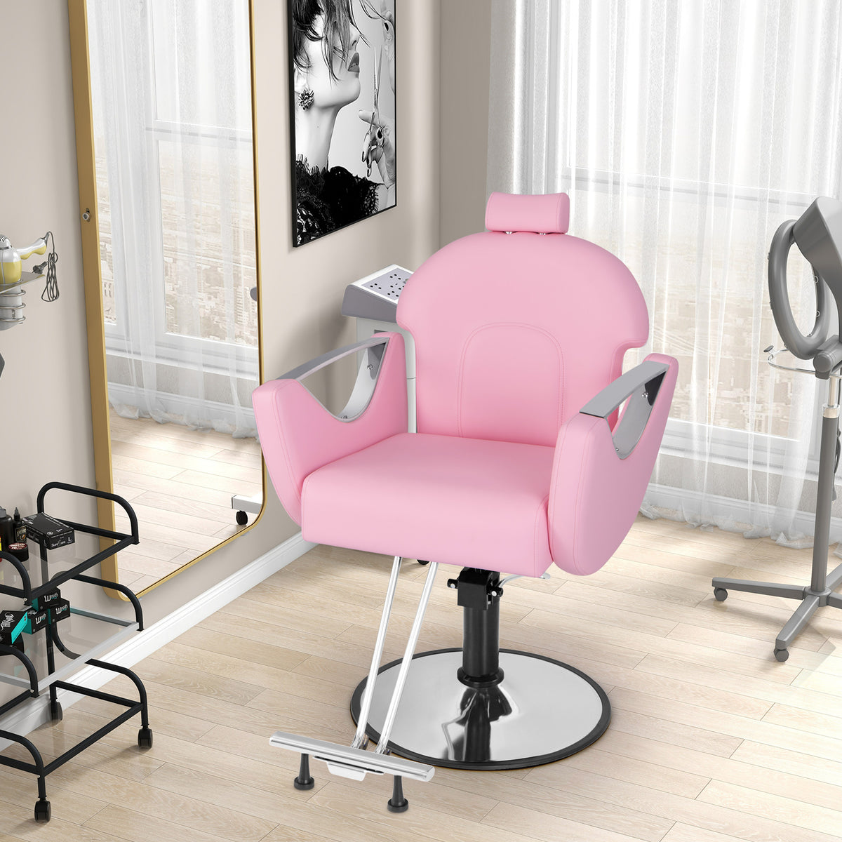 Reclining Salon Chair for Hair Stylist-Black
