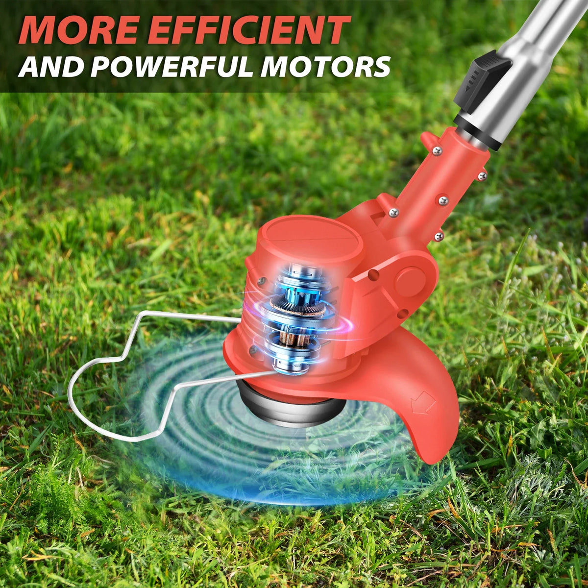 21V Cordless Garden Strimmer 3-in-1 Rechargeable – Red Electric Grass Trimmer