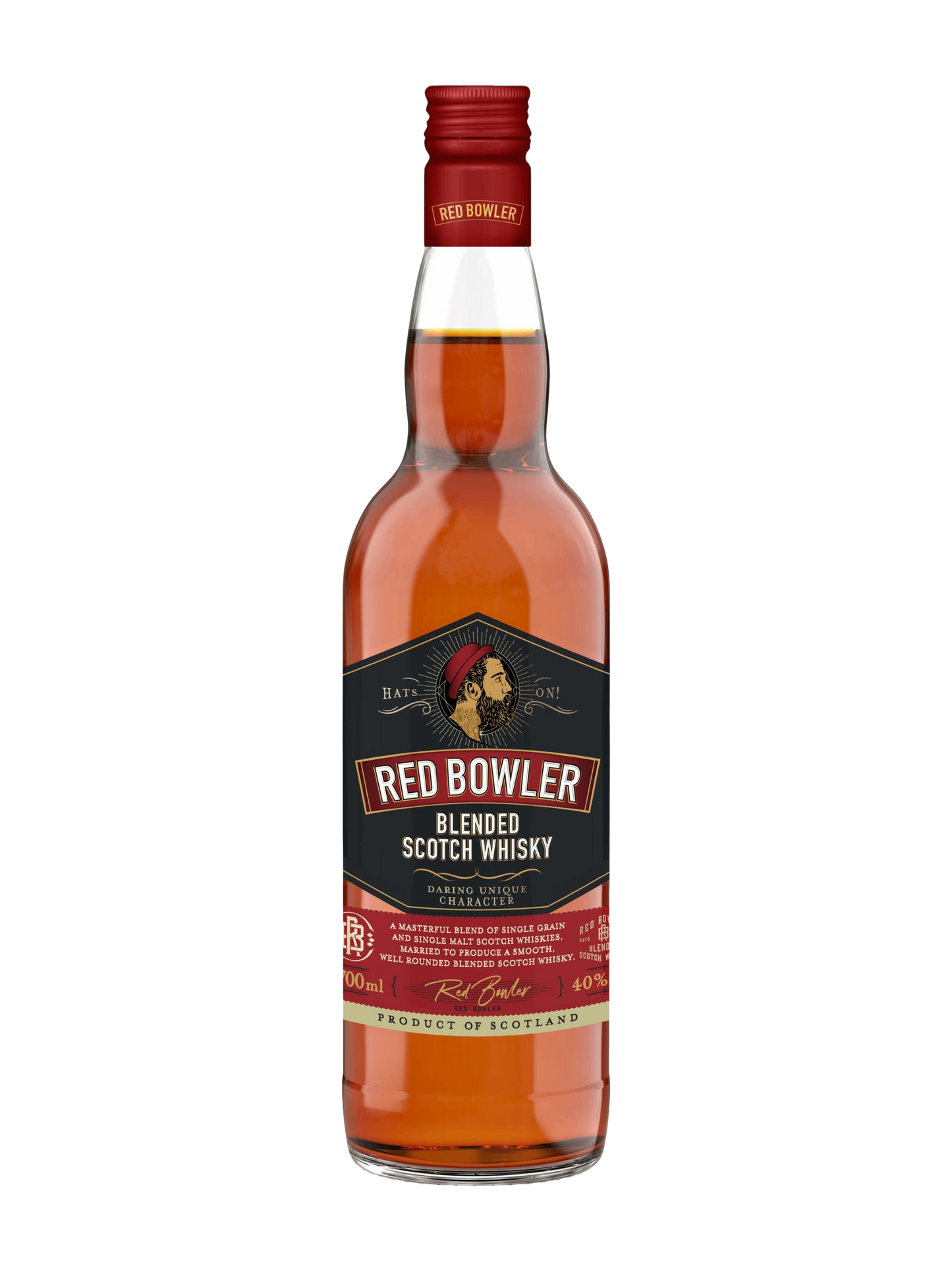 Red Bowler Blended Scotch Whisky with 2 branded glasses 700ml