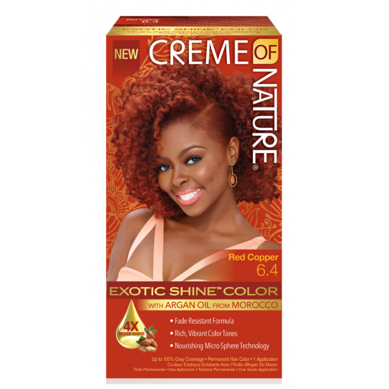 Creme of Nature Exotic Shine Permanent Color 6.4 Red Copper - Vibrant, Long-Lasting Hair Dye for Radiant, Healthy Hair