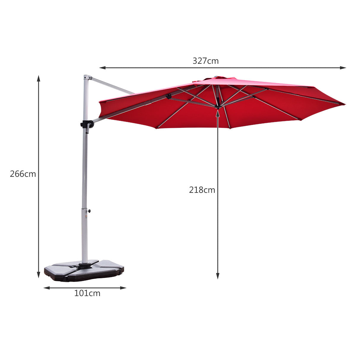3.3m Patio Cantilever Umbrella with Tilting Adjustment and Cross base-Beige