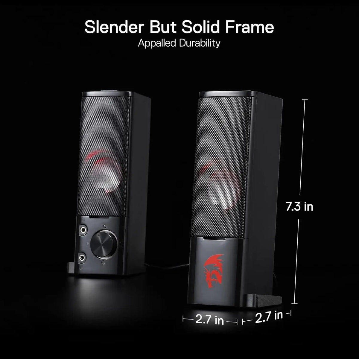 Redragon GS550 PC Gaming Speakers - Desktop Sound Bar Quality Bass & Red Backlight