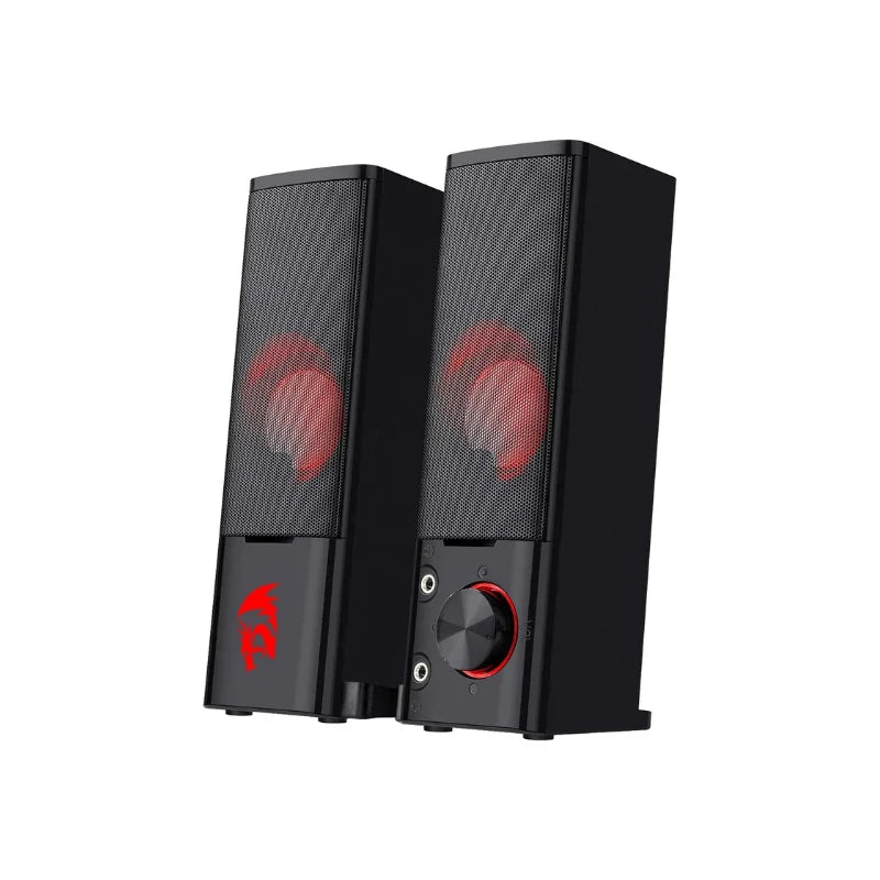 Redragon GS550 PC Gaming Speakers - Desktop Sound Bar Quality Bass & Red Backlight