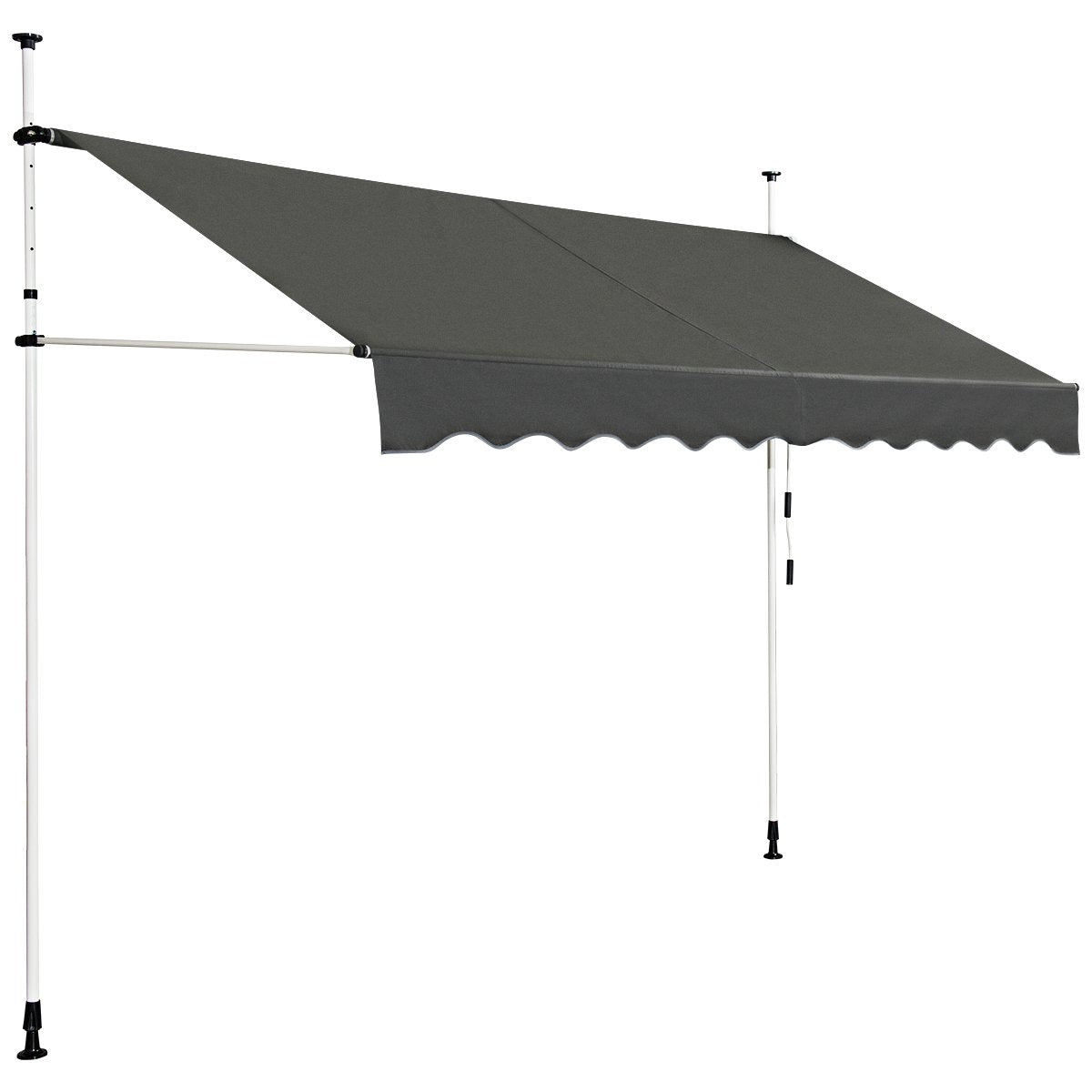 Retractable Telescopic Awning Sun Shade with Manual Crank Handle-Beige