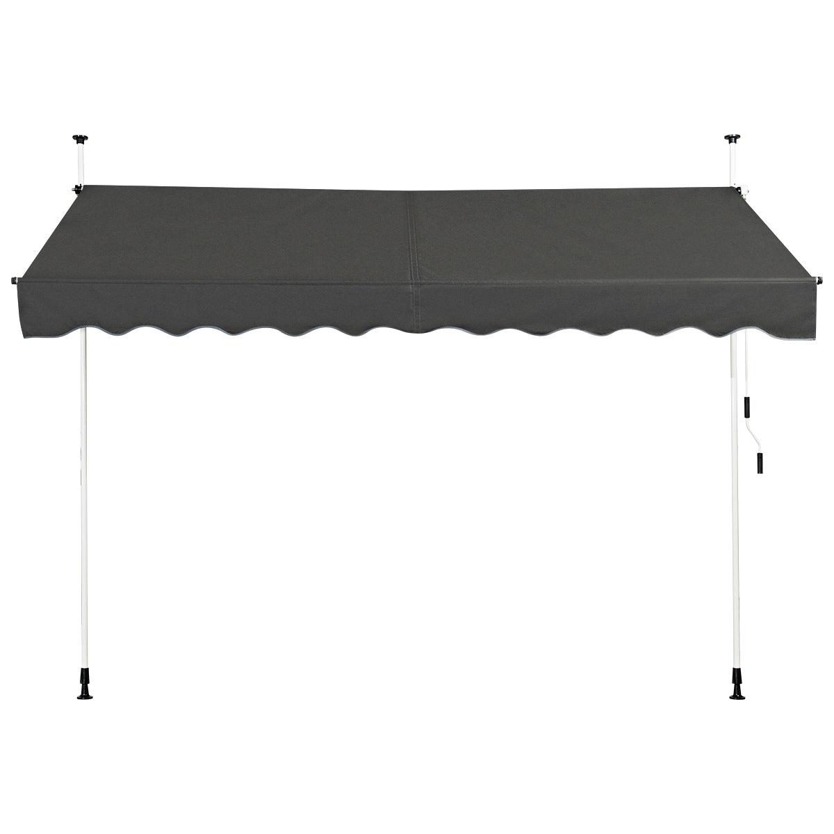 Retractable Telescopic Awning Sun Shade with Manual Crank Handle-Beige