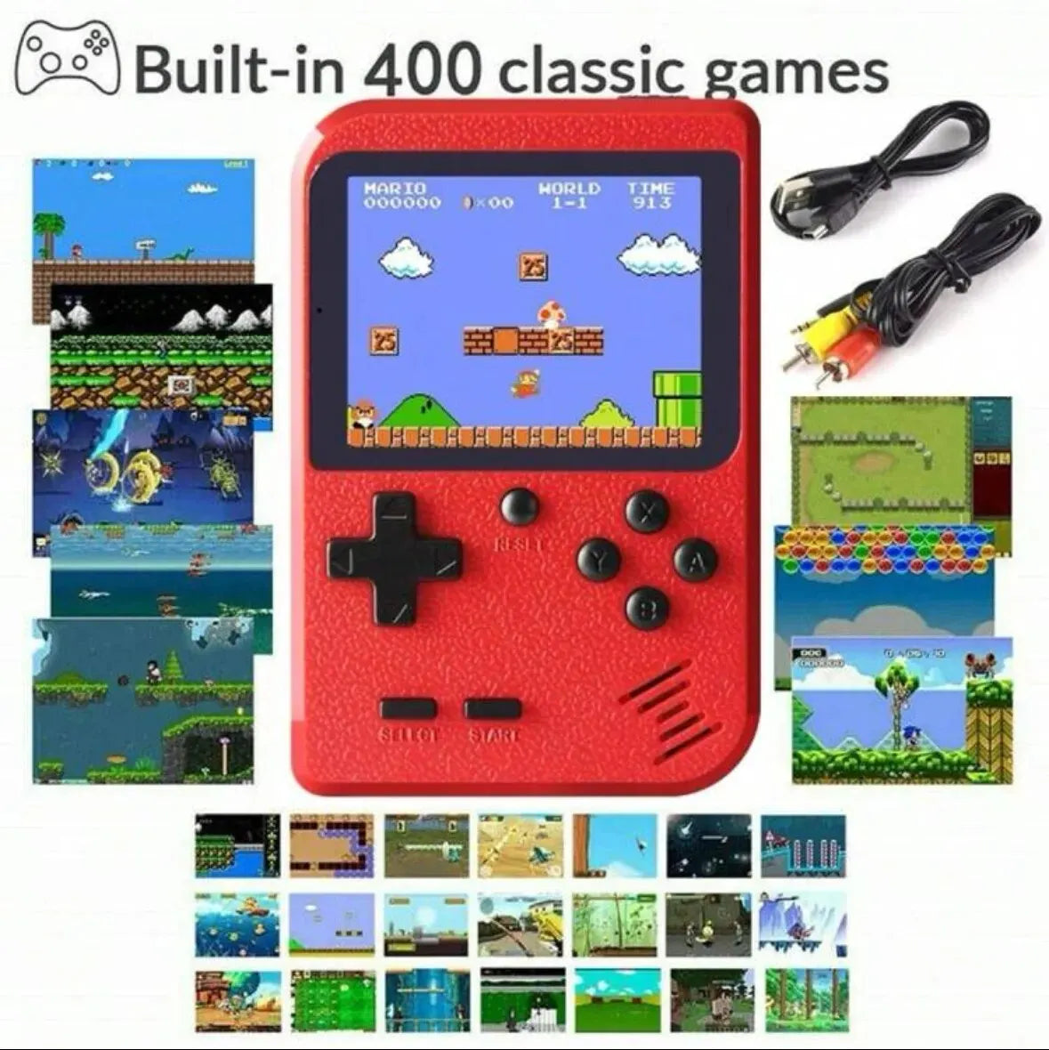Retro Handheld Game Console - Classic Mini Gaming Device with 100+ Games, Rechargeable, TV Output Compatible