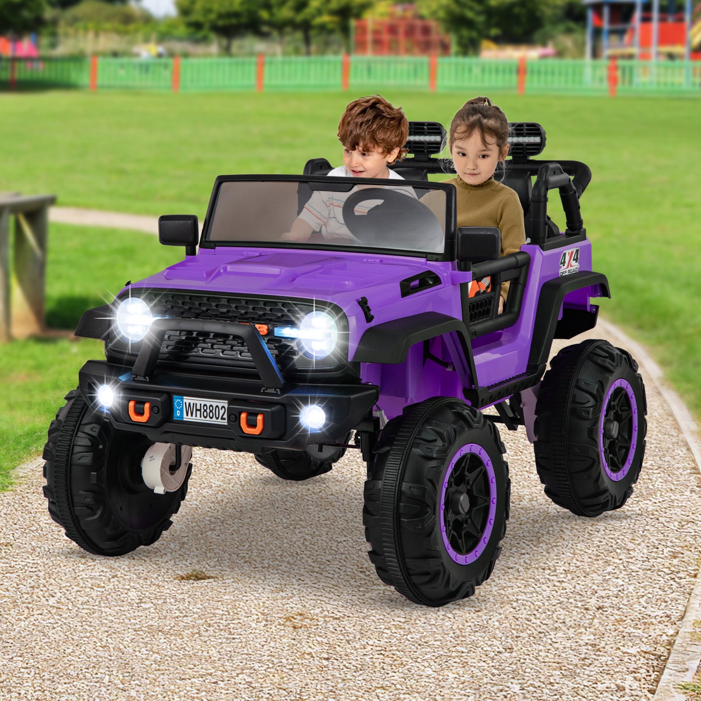 2-Seater Ride On Car with Remote Control and Horn for Boys and Girls-Black