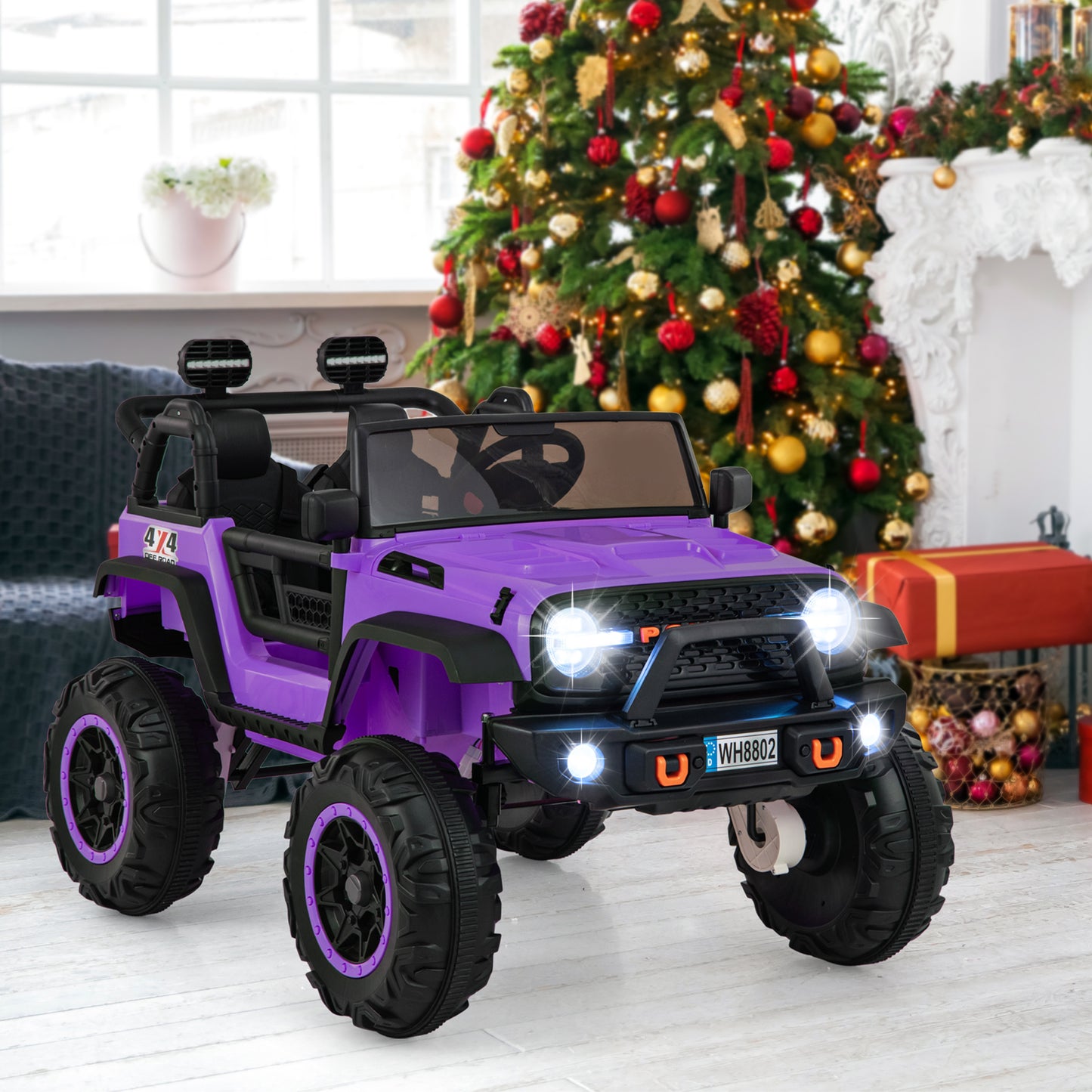 2-Seater Ride On Car with Remote Control and Horn for Boys and Girls-Black