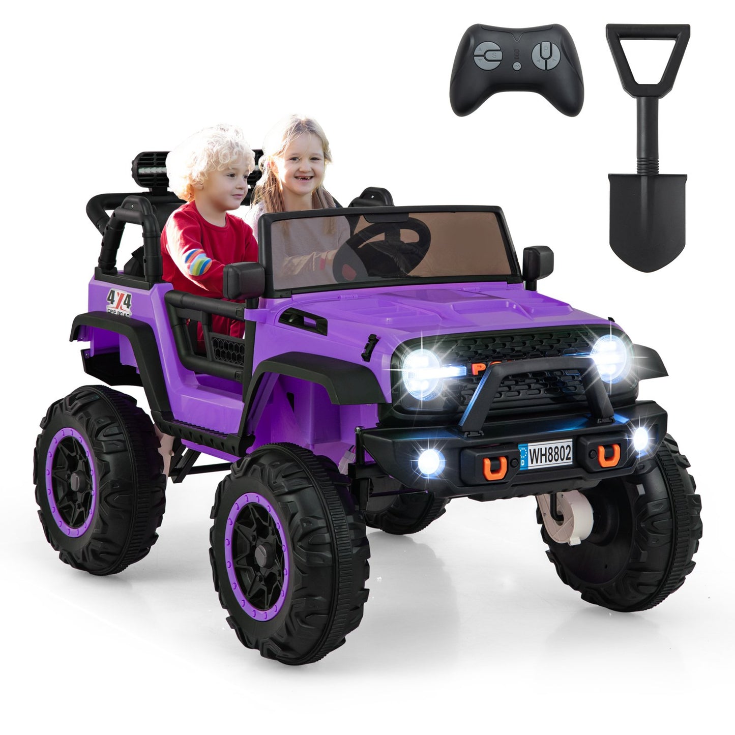 2-Seater Ride On Car with Remote Control and Horn for Boys and Girls-Black
