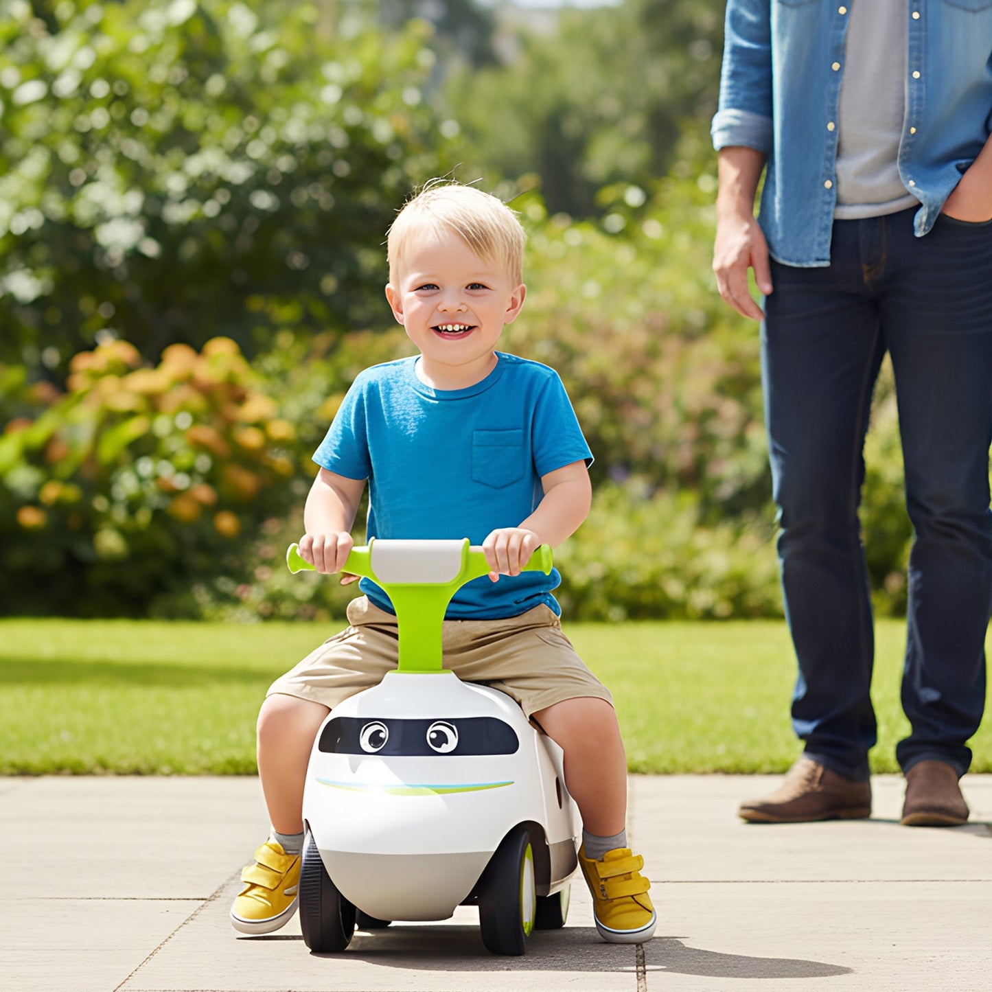 Ride on Push Car for Toddlers Sit to Stand Car with Horn and Under Seat Storage-Green
