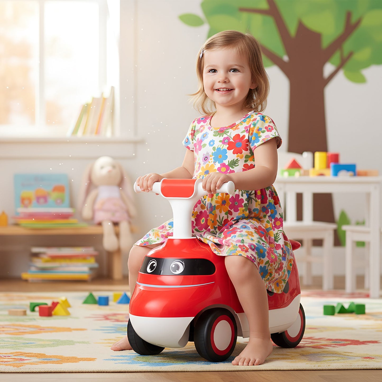 Ride on Push Car for Toddlers Sit to Stand Car with Horn and Under Seat Storage-Green