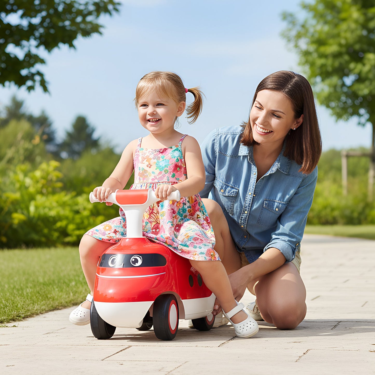 Ride on Push Car for Toddlers Sit to Stand Car with Horn and Under Seat Storage-Green