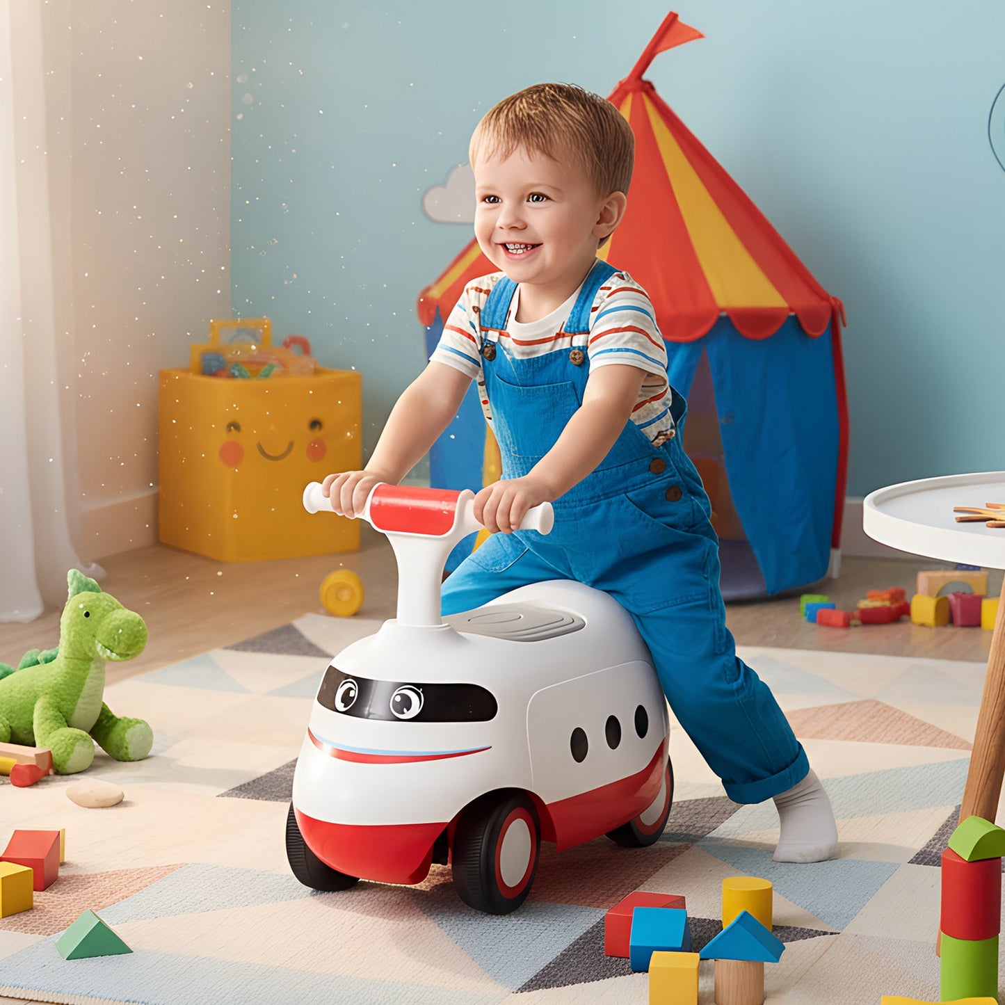 Ride on Push Car for Toddlers Sit to Stand Car with Horn and Under Seat Storage-Green