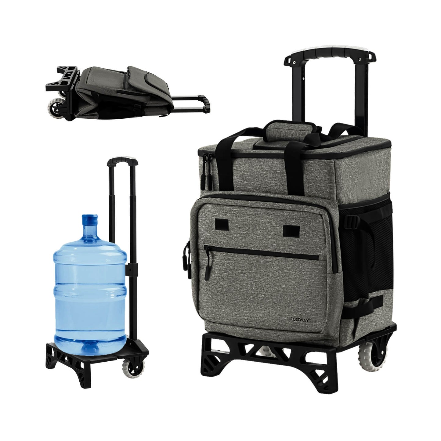 50-Can Large Rolling Cooler with Adjustable Handle and Bottom Plate-Dark Blue