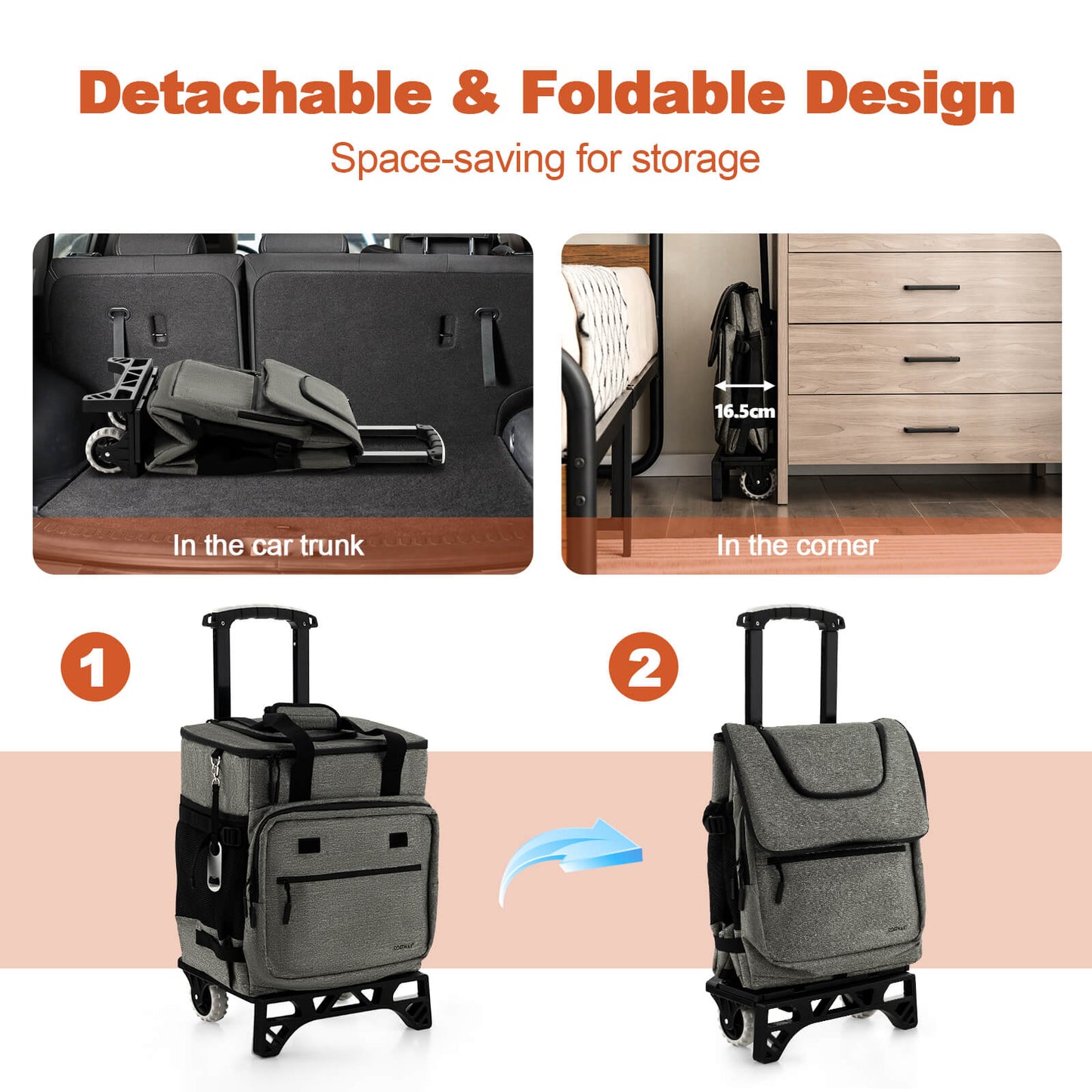 50-Can Large Rolling Cooler with Adjustable Handle and Bottom Plate-Dark Blue