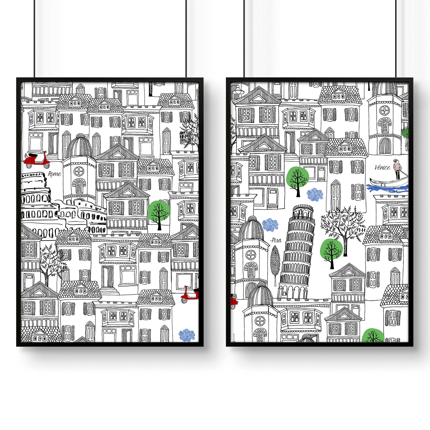 Italy print wall art | set of 2 travel posters