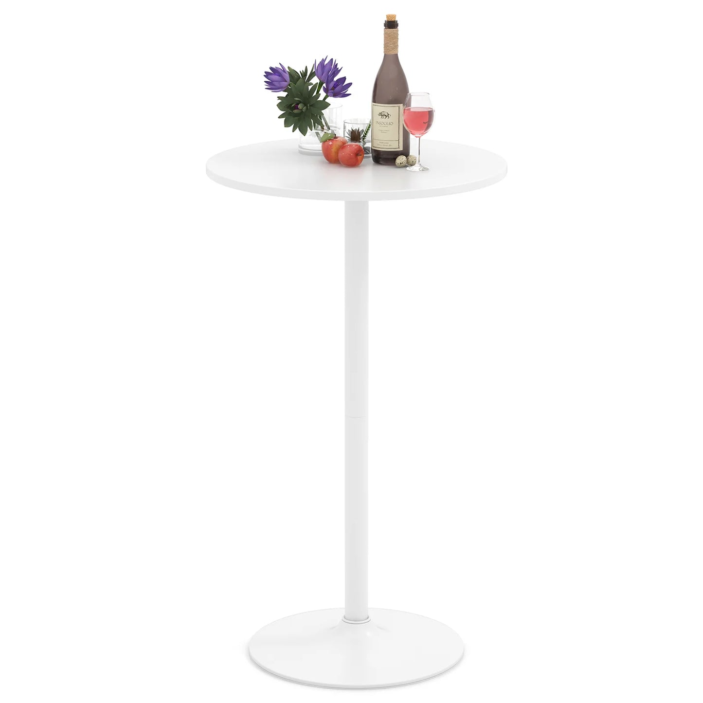 Round Bar Table with Adjustable Height and Metal Base Set of 1-Black