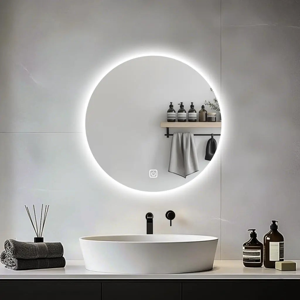 Round LED Bathroom Mirror 50cm – Wall-Mounted Backlit Vanity Mirror 3 Colour