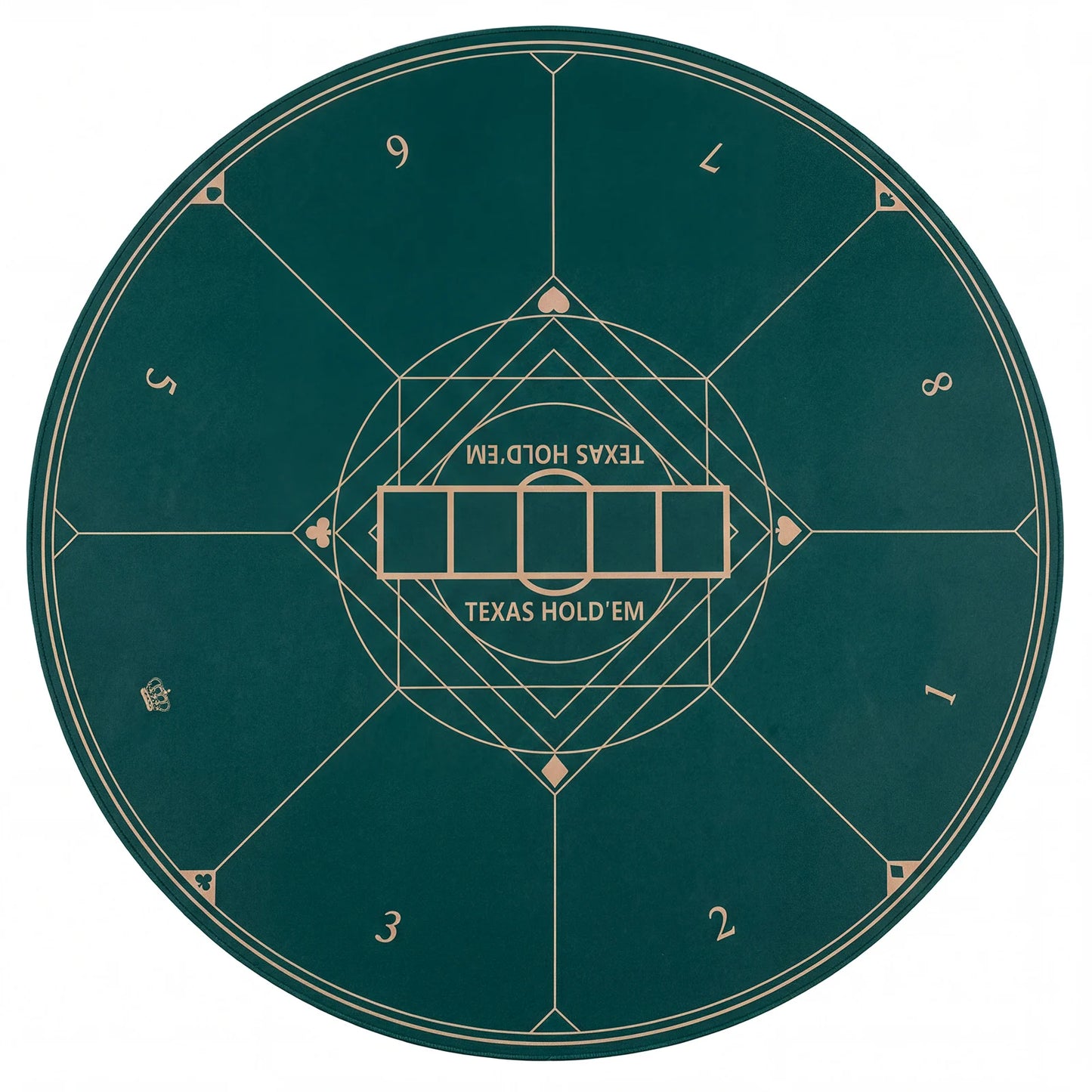 Round Poker Mat for Texas Hold'em 40 Inches Portable Anti-Slip Rubber Base Table Layout-Green