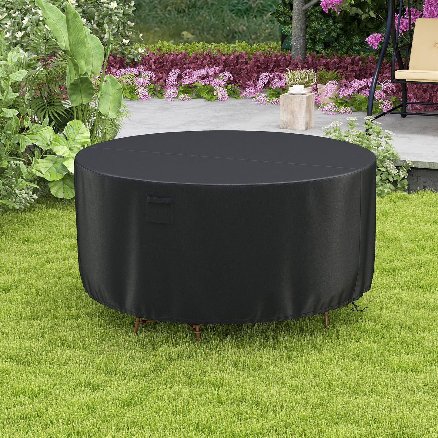 158/181/213 CM Round Patio Furniture Cover-Black-L