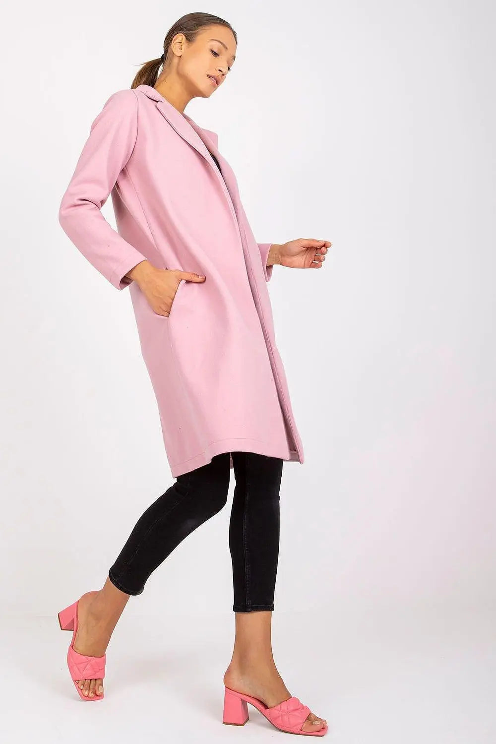 Rue Paris womens unlined, long-sleeved, unbuttoned coat