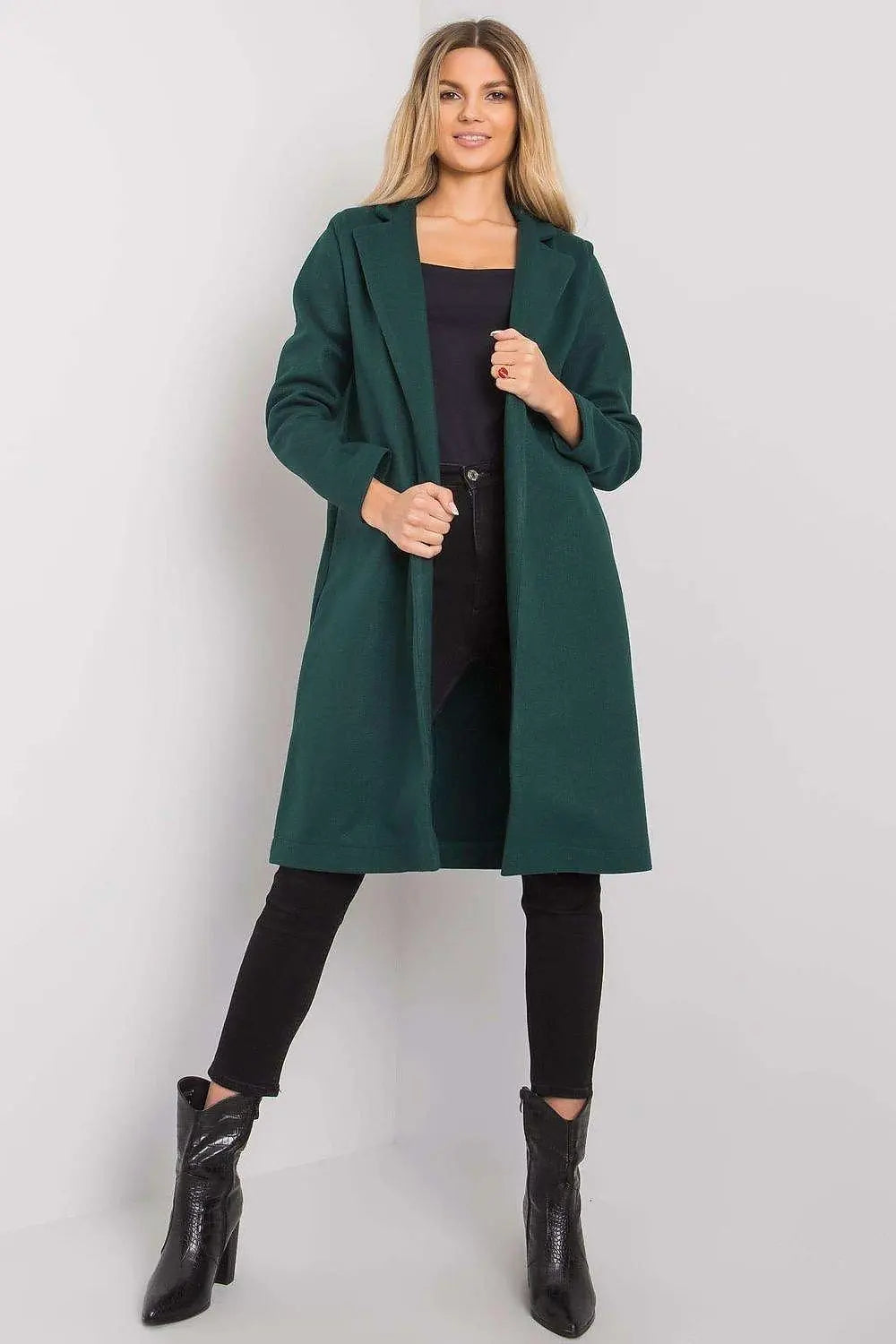 Rue Paris womens unlined, long-sleeved, unbuttoned coat