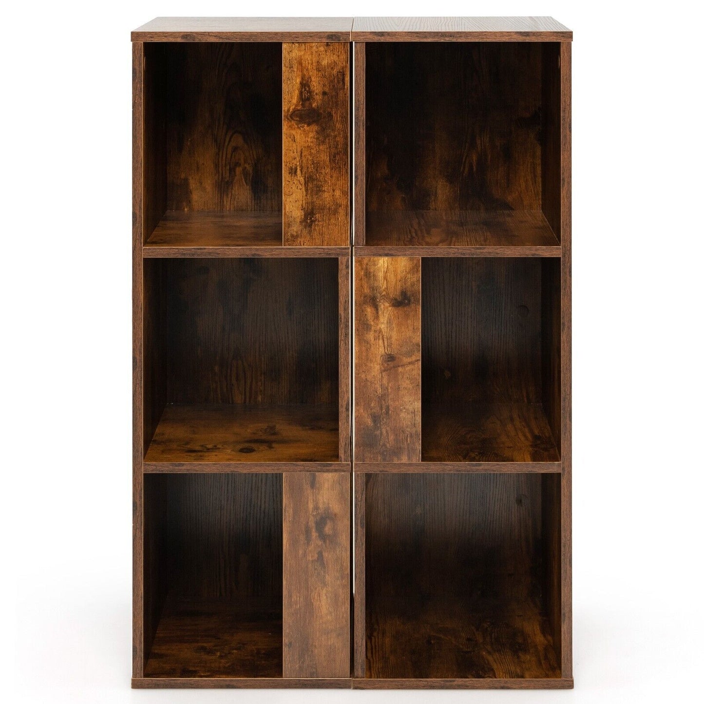 2 Pieces 3-Tier Wooden Storage Bookcase-White