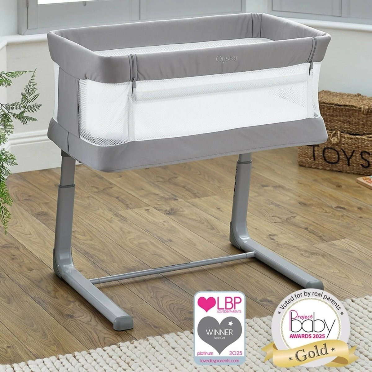 Oyster Wiggle Crib Co-Sleeper - Mink