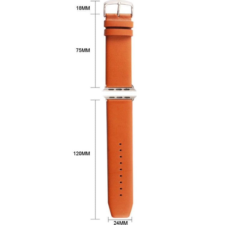Kakapi for Apple Watch 42mm Subtle Texture Brushed Buckle Genuine Leather Watch Band with Connector(Coffee)
