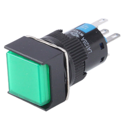 Car DIY Square Button Push Switch with Lock & LED Indicator, DC 24V, With Lock DC 24V Red, With Lock DC 24V Green