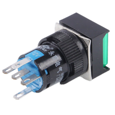 Car DIY Square Button Push Switch with Lock & LED Indicator, DC 24V, With Lock DC 24V Red, With Lock DC 24V Green