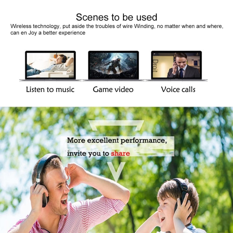 MH2001 5-in-1 Wireless Audio Receiver & Transmitter Headphones