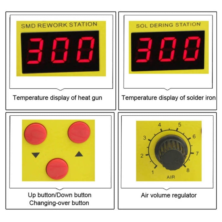 BEST BST-898D 2 in 1 AC 220V 720W LED Displayer Helical Wind Adjustable Temperature Unleaded Hot Air Gun + Solder Station & Soldering Iron, EU Plug(Blue)