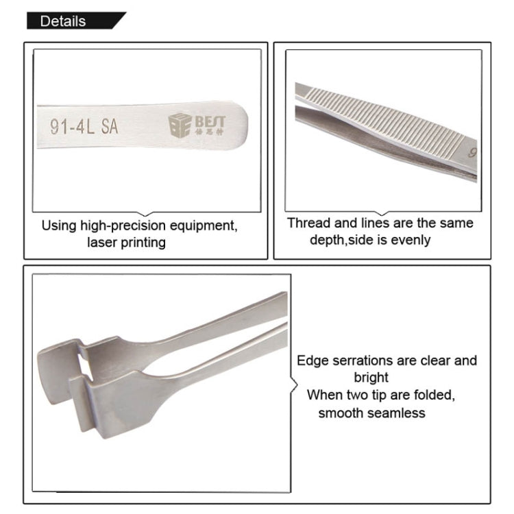 BEST BST-91-4L SA Professional Stainless Steel Wafer Tweezers for Silicon Wafer