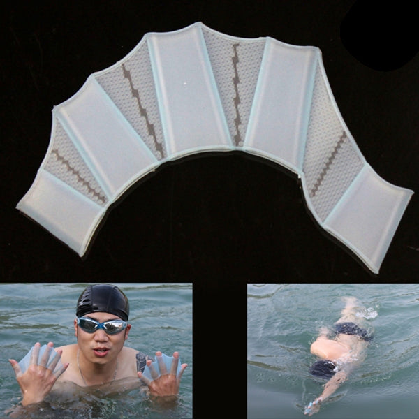 Silicone Swimming Web Fins Hand Flippers Training Gloves, L, Size: L Blue