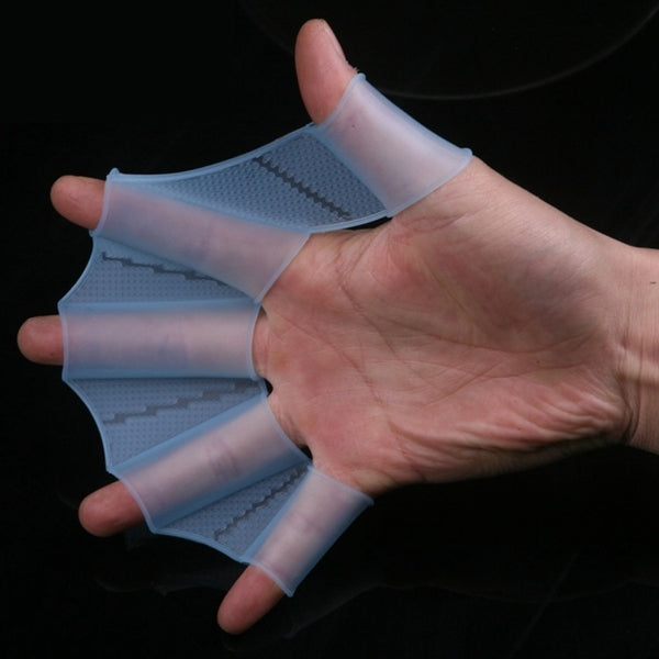 Silicone Swimming Web Fins Hand Flippers Training Gloves, L, Size: L Blue