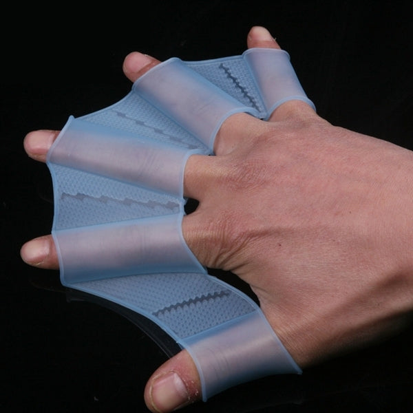 Silicone Swimming Web Fins Hand Flippers Training Gloves, L, Size: L Blue