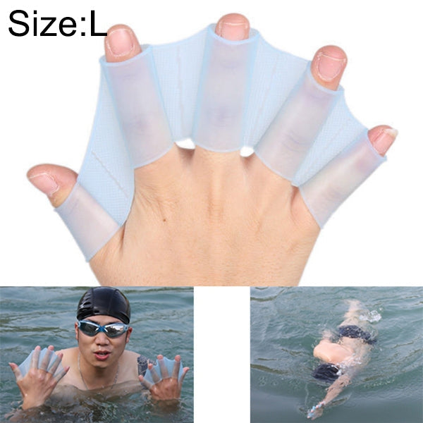 Silicone Swimming Web Fins Hand Flippers Training Gloves, L, Size: L Blue