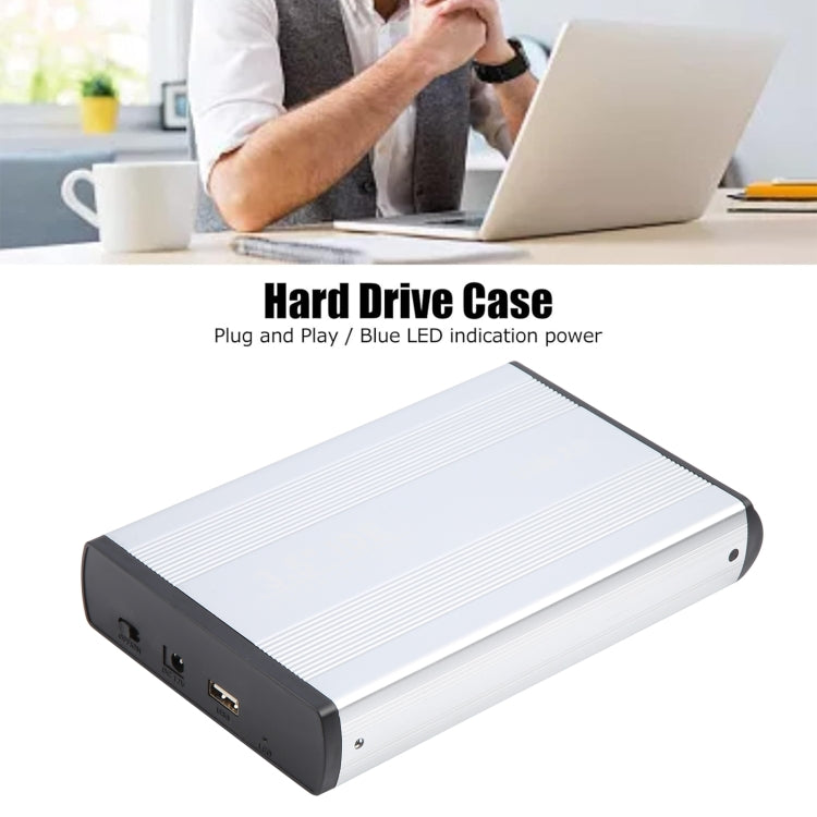 3.5 inch HDD External Case, Support IDE Hard Drive, EU Plug (Silver)