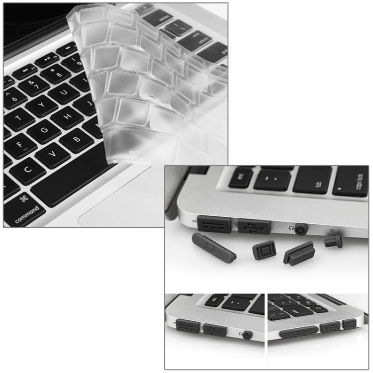 ENKAY for Macbook Air 13.3 inch (US Version) / A1369 / A1466 Hat-Prince 3 in 1 Crystal Hard Shell Plastic Protective Case with Keyboard Guard & Port Dust Plug(Black)