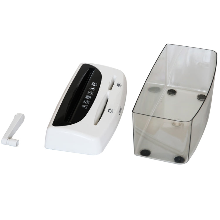 Deli Office Series Hand-cranked A4 / CD / Card Desktop Paper Shredder, Waste-bin Volume: 4L (No. 9935)(White)