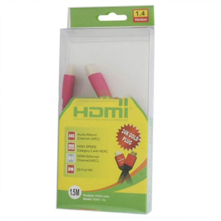 1.5m Gold Plated HDMI to HDMI 19Pin Flat Cable, 1.4 Version, Support Ethernet, 3D, 1080P, HD TV / Video / Audio etc, Length: 1.5m (Magenta)