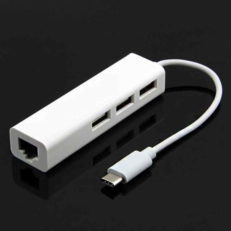 Type-C to 3 x USB and RJ45 Multi-function Adapter, Length: 13cm, 3 Port USB+RJ45